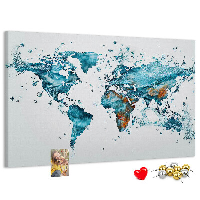 Korkbild Weltkarte Aquarell-Design