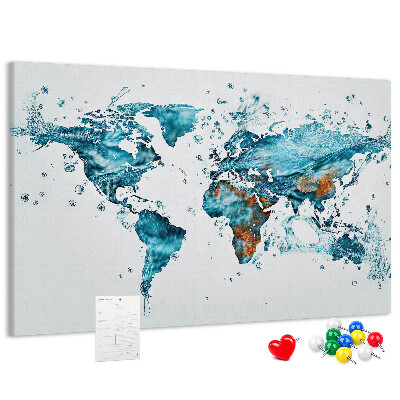 Korkbild Weltkarte Aquarell-Design