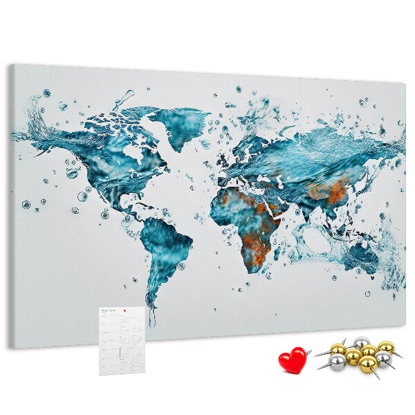 Korkbild Weltkarte Aquarell-Design