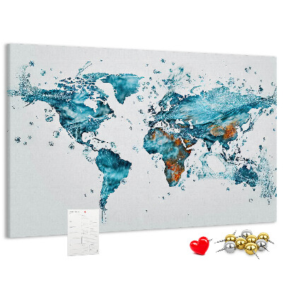 Korkbild Weltkarte Aquarell-Design