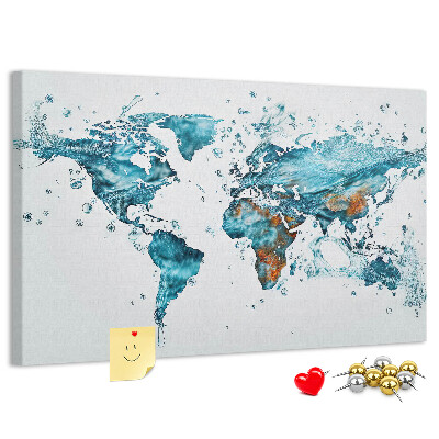 Korkbild Weltkarte Aquarell-Design