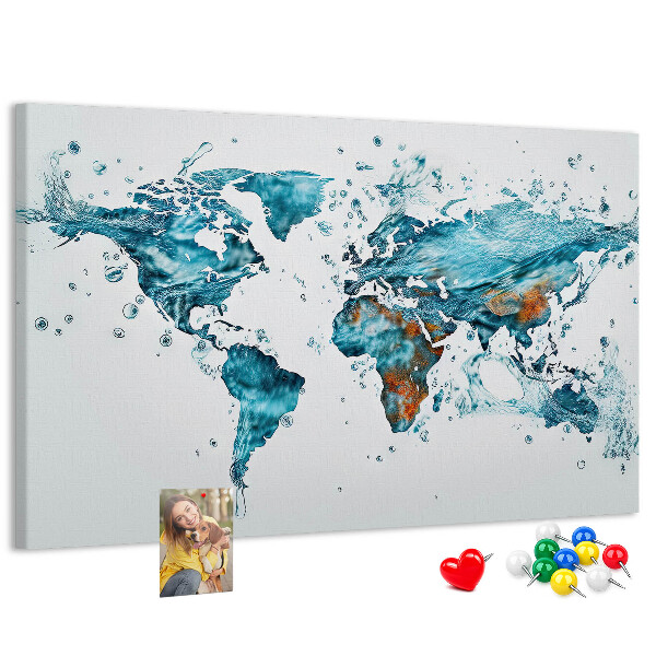 Korkbild Weltkarte Aquarell-Design
