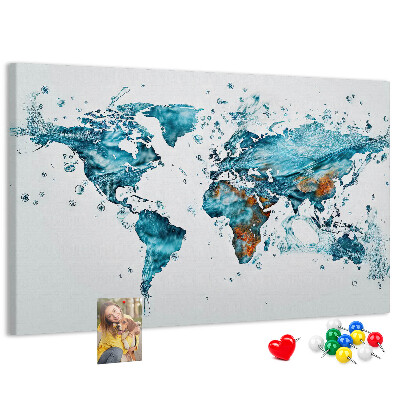 Korkbild Weltkarte Aquarell-Design