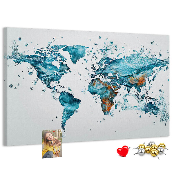 Korkbild Weltkarte Aquarell-Design