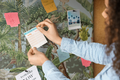 Bild mit Korkrückwand tropischer Wald mit Wildtieren und Vögeln