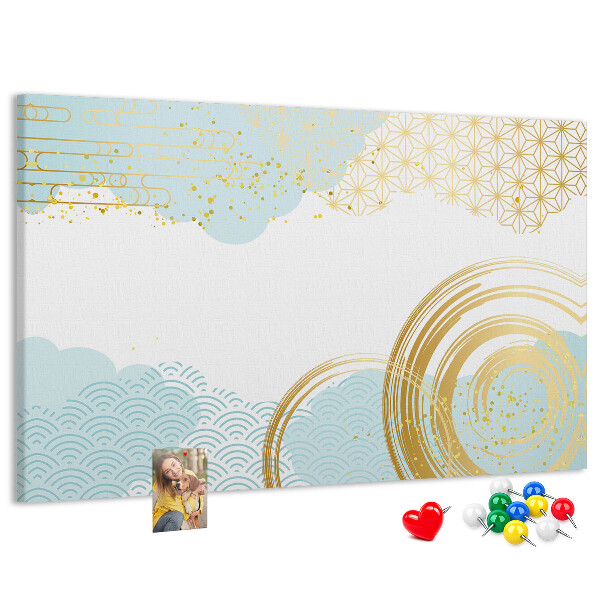Korkbild goldene Spiralen auf blauem Hintergrund