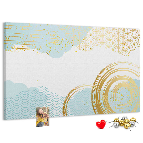 Korkbild goldene Spiralen auf blauem Hintergrund