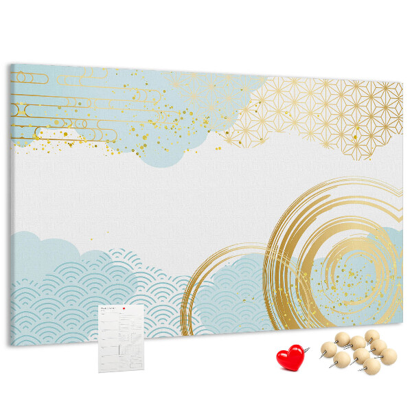 Korkbild goldene Spiralen auf blauem Hintergrund