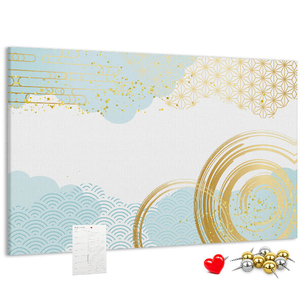Korkbild goldene Spiralen auf blauem Hintergrund