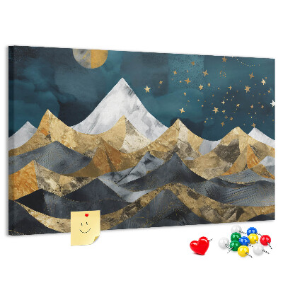 Bilder mit Korkrückwand goldene Berge unter dem Nachthimmel