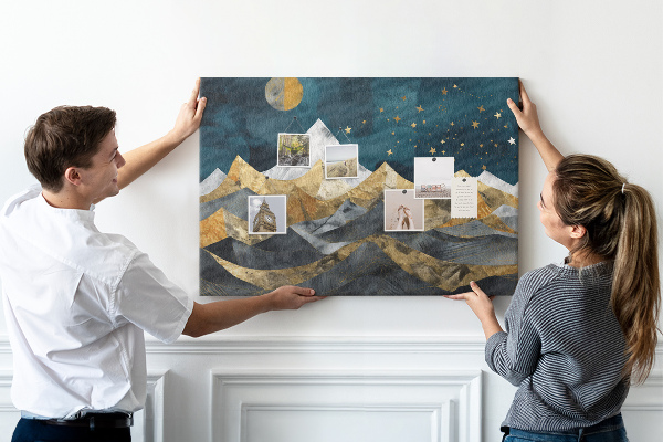 Bilder mit Korkrückwand goldene Berge unter dem Nachthimmel
