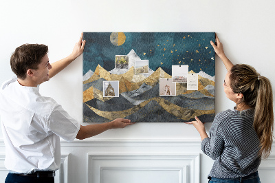 Bilder mit Korkrückwand goldene Berge unter dem Nachthimmel