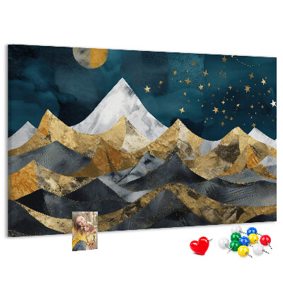 Bilder mit Korkrückwand goldene Berge unter dem Nachthimmel