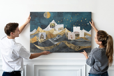 Bilder mit Korkrückwand goldene Berge unter dem Nachthimmel