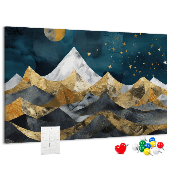 Bilder mit Korkrückwand goldene Berge unter dem Nachthimmel
