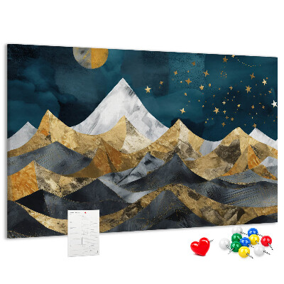 Bilder mit Korkrückwand goldene Berge unter dem Nachthimmel