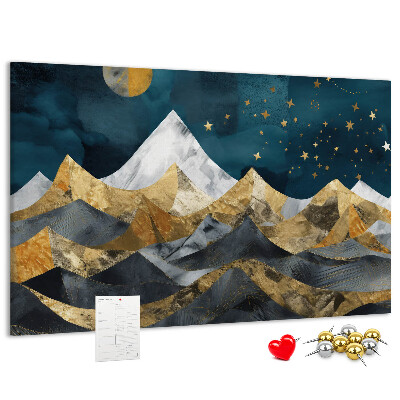 Bilder mit Korkrückwand goldene Berge unter dem Nachthimmel
