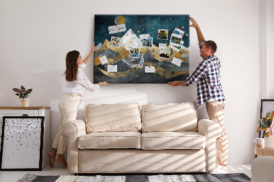 Bilder mit Korkrückwand goldene Berge unter dem Nachthimmel