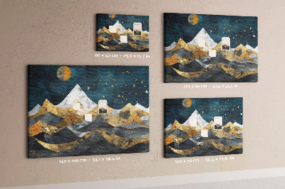 Bilder mit Korkrückwand goldene Berge unter dem Nachthimmel