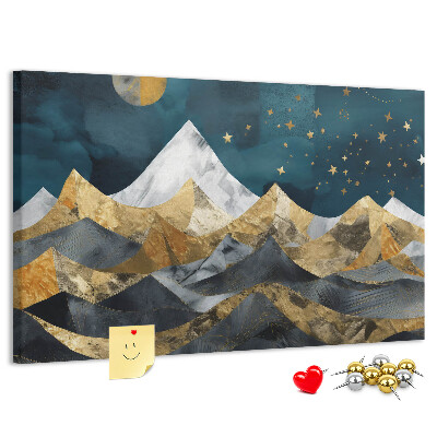 Bilder mit Korkrückwand goldene Berge unter dem Nachthimmel