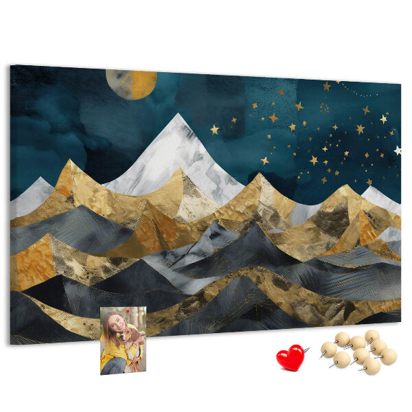 Bilder mit Korkrückwand goldene Berge unter dem Nachthimmel