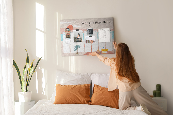 Kork-Pinnwand Wochenplaner mit sommerlichem Strandmotiv