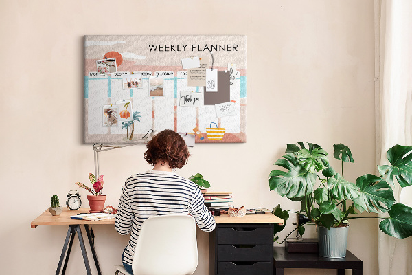 Kork-Pinnwand Wochenplaner mit sommerlichem Strandmotiv