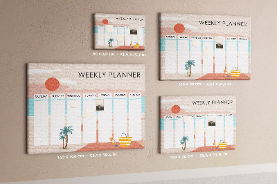 Kork-Pinnwand Wochenplaner mit sommerlichem Strandmotiv