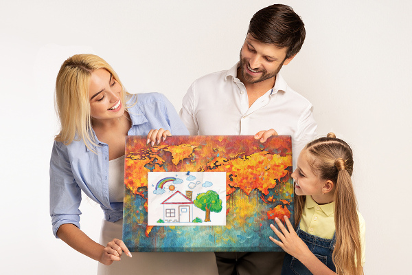 Weltkarte mit Korkrückwand in intensiven Farben