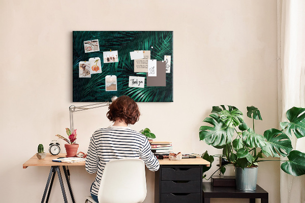 Korkbild mit Motiv tropische Blätter in Grüntönen