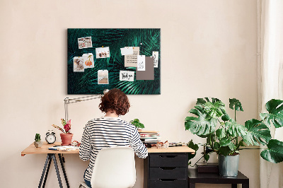 Korkbild mit Motiv tropische Blätter in Grüntönen