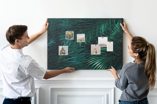 Korkbild mit Motiv tropische Blätter in Grüntönen