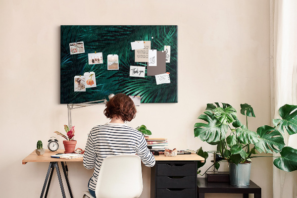 Korkbild mit Motiv tropische Blätter in Grüntönen