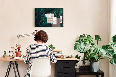 Korkbild mit Motiv tropische Blätter in Grüntönen
