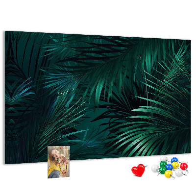 Korkbild mit Motiv tropische Blätter in Grüntönen