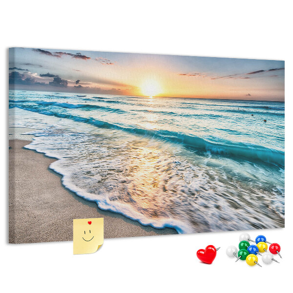 Korkbild Sonnenuntergang über dem ruhigen Meer