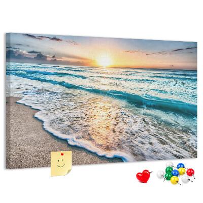 Korkbild Sonnenuntergang über dem ruhigen Meer