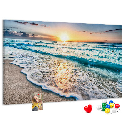 Korkbild Sonnenuntergang über dem ruhigen Meer
