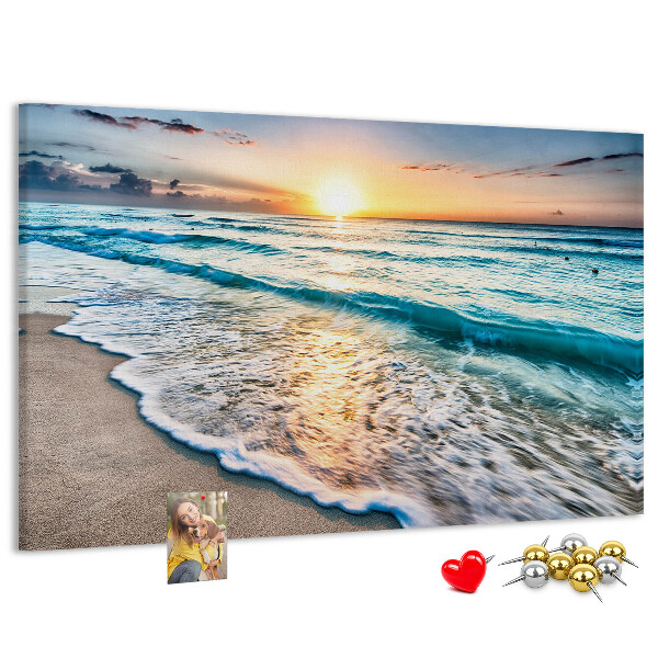 Korkbild Sonnenuntergang über dem ruhigen Meer