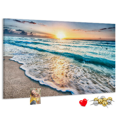 Korkbild Sonnenuntergang über dem ruhigen Meer