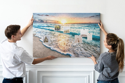 Korkbild Sonnenuntergang über dem ruhigen Meer