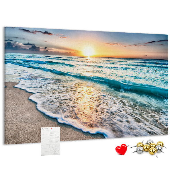 Korkbild Sonnenuntergang über dem ruhigen Meer