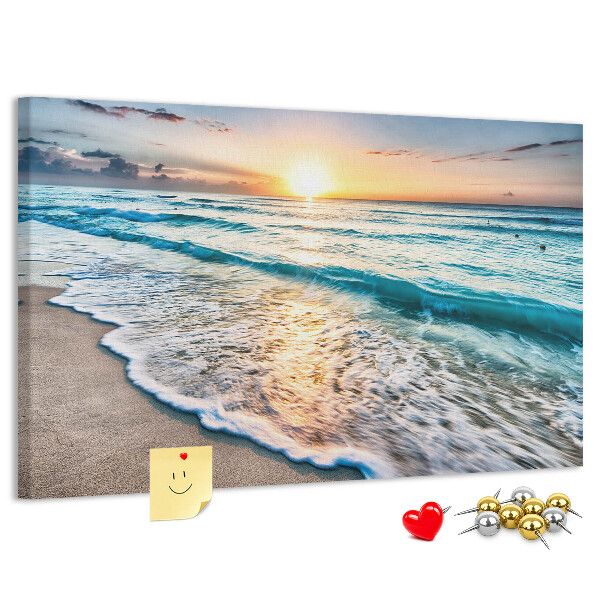 Korkbild Sonnenuntergang über dem ruhigen Meer
