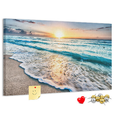 Korkbild Sonnenuntergang über dem ruhigen Meer