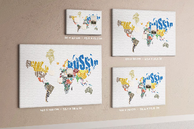 Weltkarte mit Ländernamen mit Korkrückwand