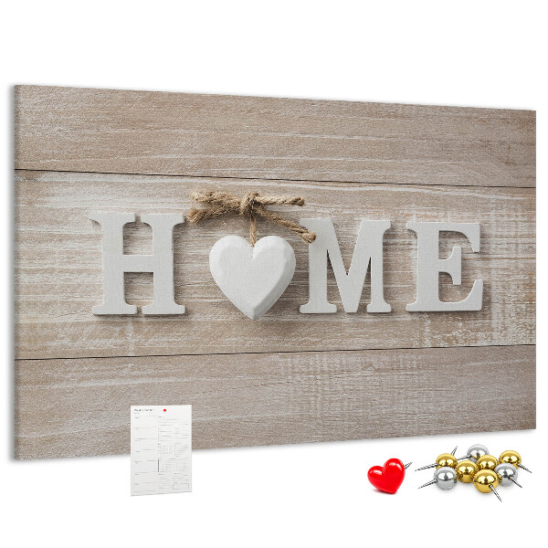 Kork-Pinnwand mit stilvollem HOME-Schriftzug und Herz