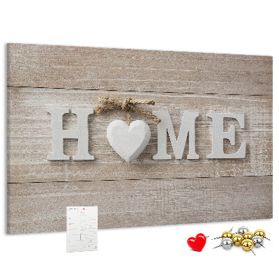 Kork-Pinnwand mit stilvollem HOME-Schriftzug und Herz