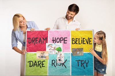 Bilder mit Korkrückwand farbenfrohe Karten mit inspirierenden Slogans