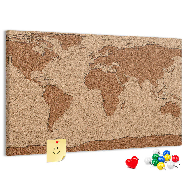 Weltkarte aus Naturkork als Korkbild