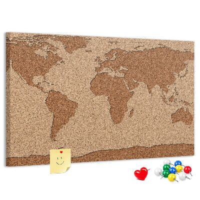 Weltkarte aus Naturkork als Korkbild